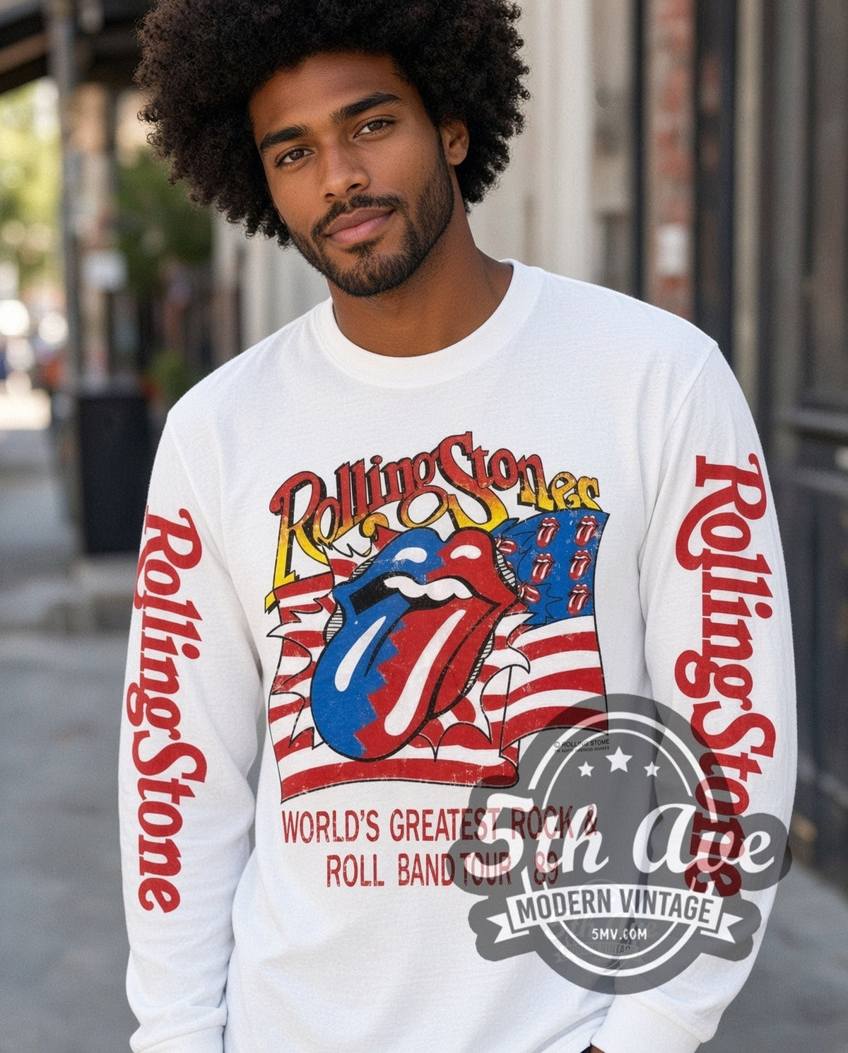 The Rolling Stones – Tour 89 Tongue Flag – Vintage Band Long Sleeve T-Shirt
