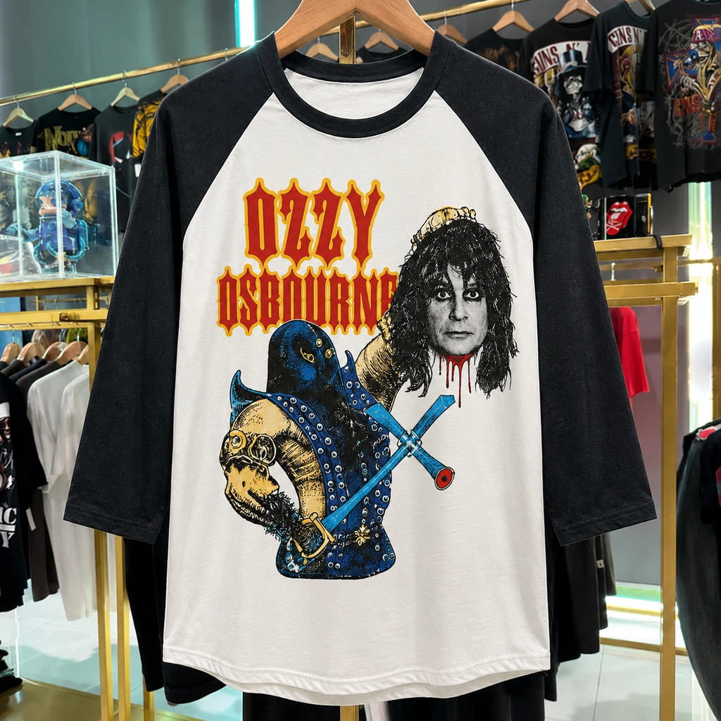 Rare Hard To Find Vintage Ozzy Osbourne Raglan Shirt, Nearly Sold Out Collectors Piece