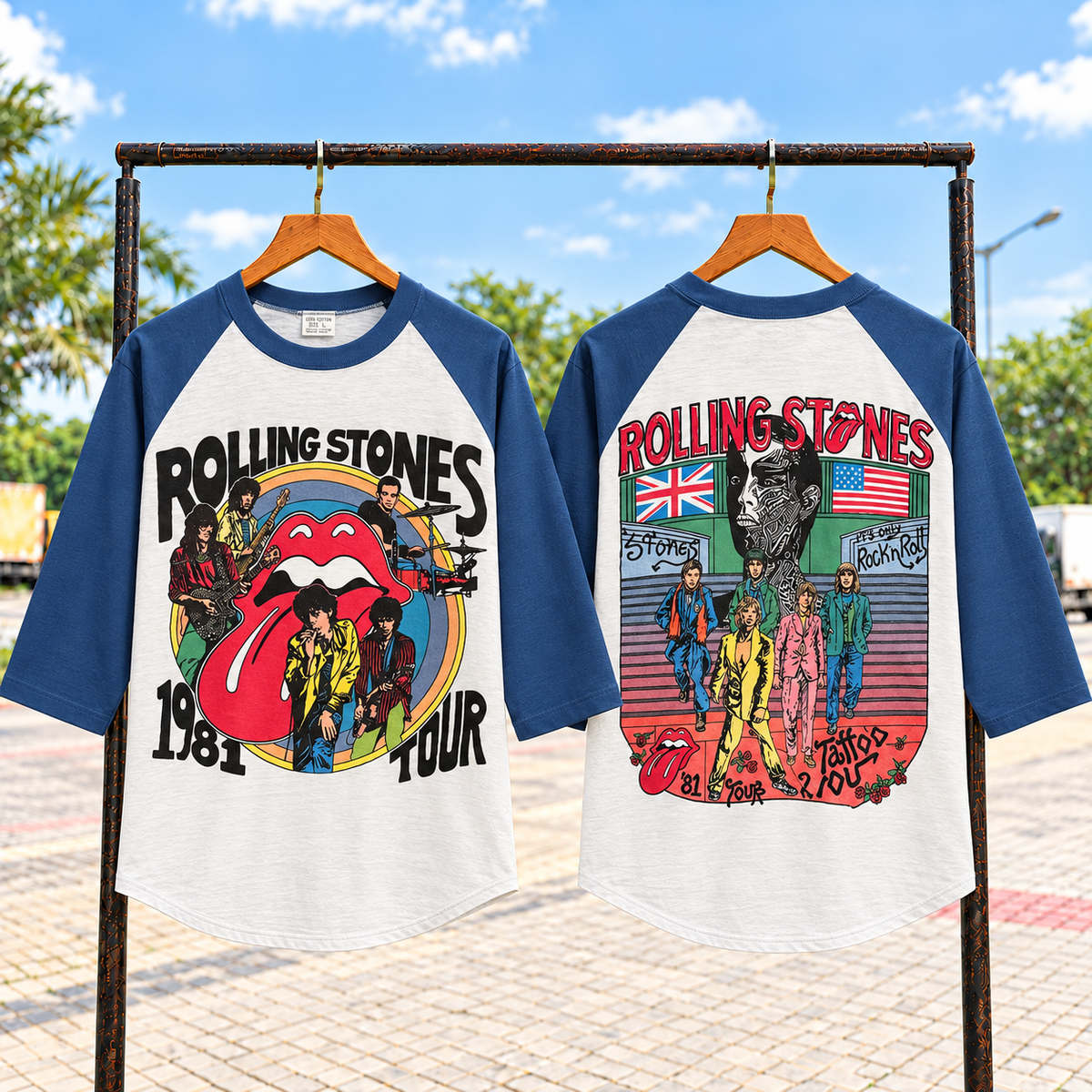 Style 10 1981 Rock Tour complete front and back graphic raglan shirt
