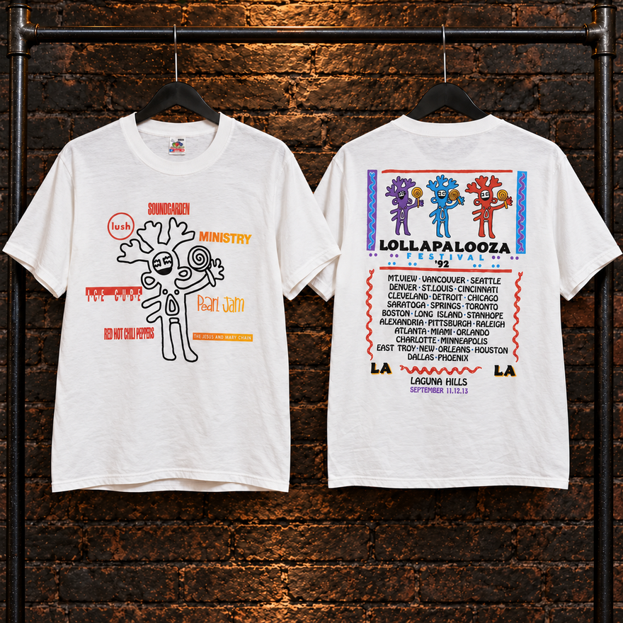 Style 08 vintage Lollapalooza-inspired T-shirt, front and back views