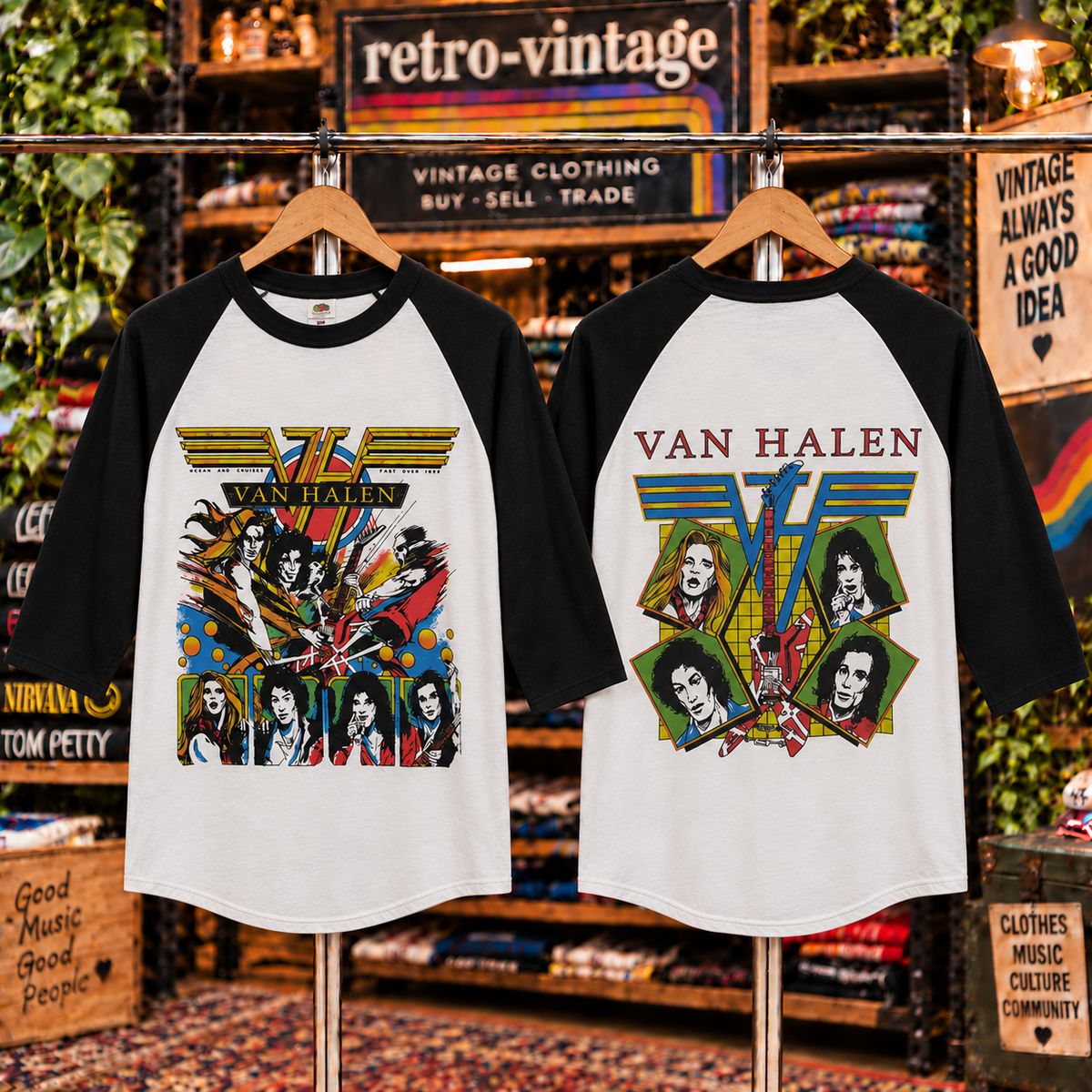 Vintage Van Halen raglan shirt alternate graphic style