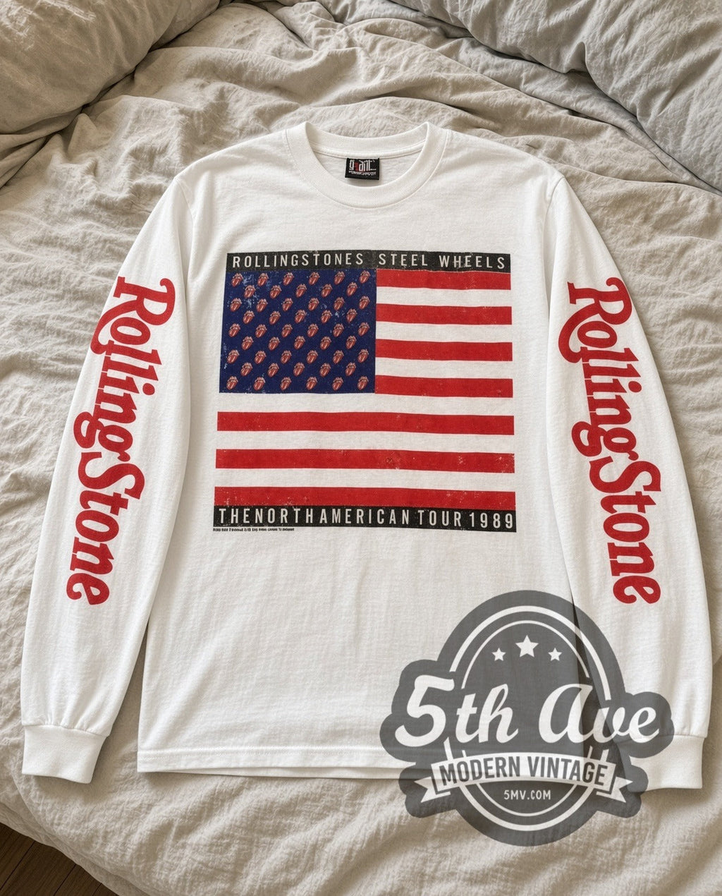 The Rolling Stones – Steel Wheels Flag – Vintage Band Long Sleeve T-Shirt