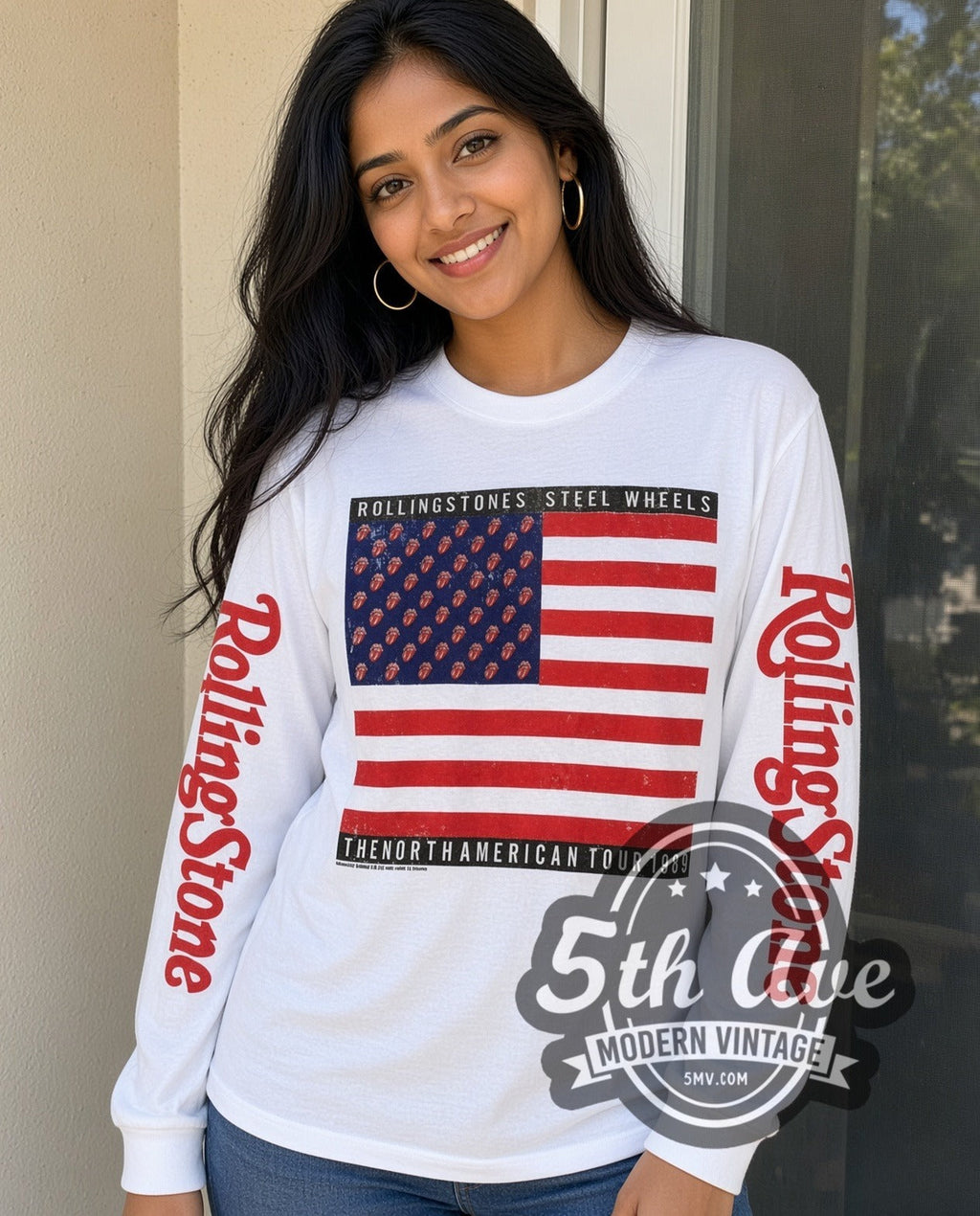 The Rolling Stones – Steel Wheels Flag – Vintage Band Long Sleeve T-Shirt