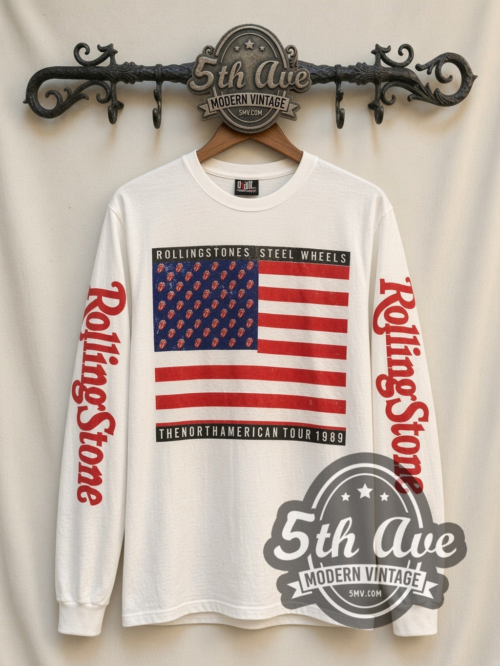 The Rolling Stones – Steel Wheels Flag – Vintage Band Long Sleeve T-Shirt