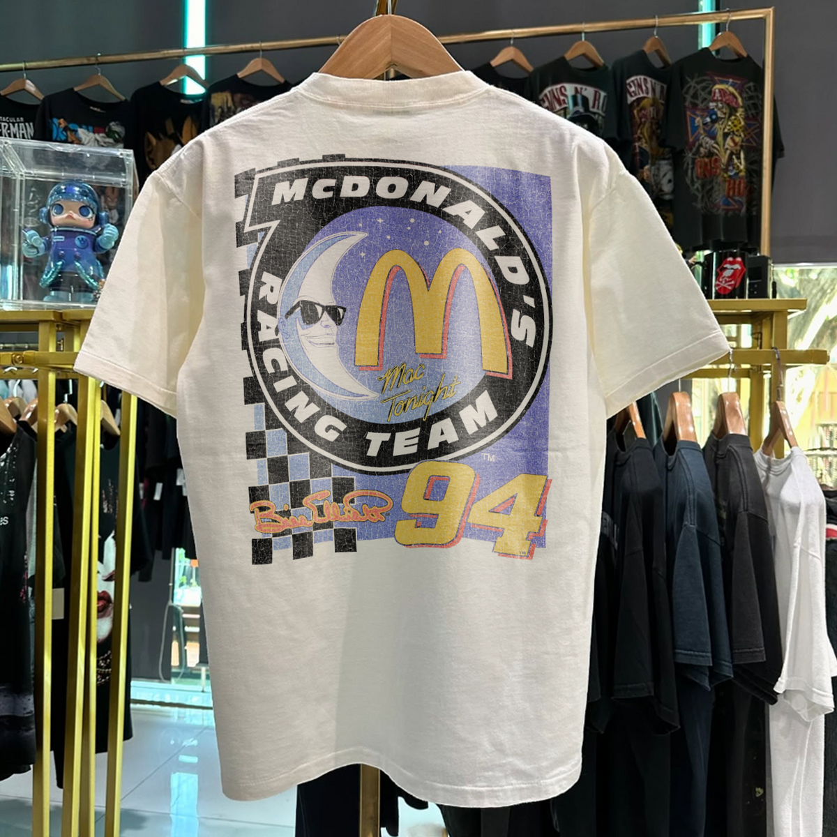 1998 Mcdonalds Racing Team Bill Elliott Rare Washed White T-Shirt