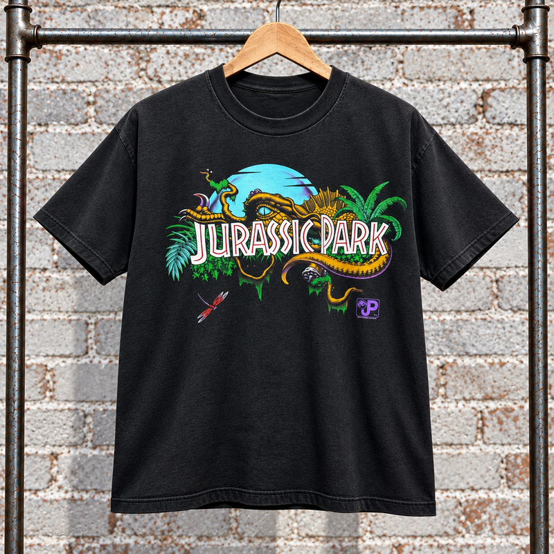 Jurassic Park retro jungle graphic T-shirt