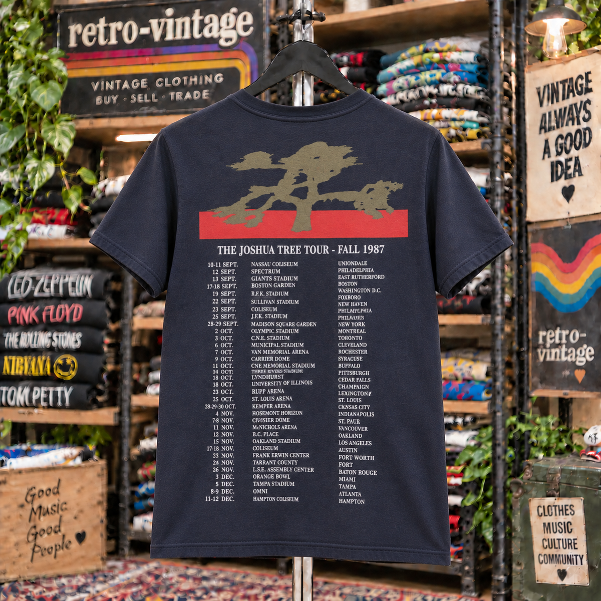 Dark vintage U2 inspired T-Shirt back tour graphic
