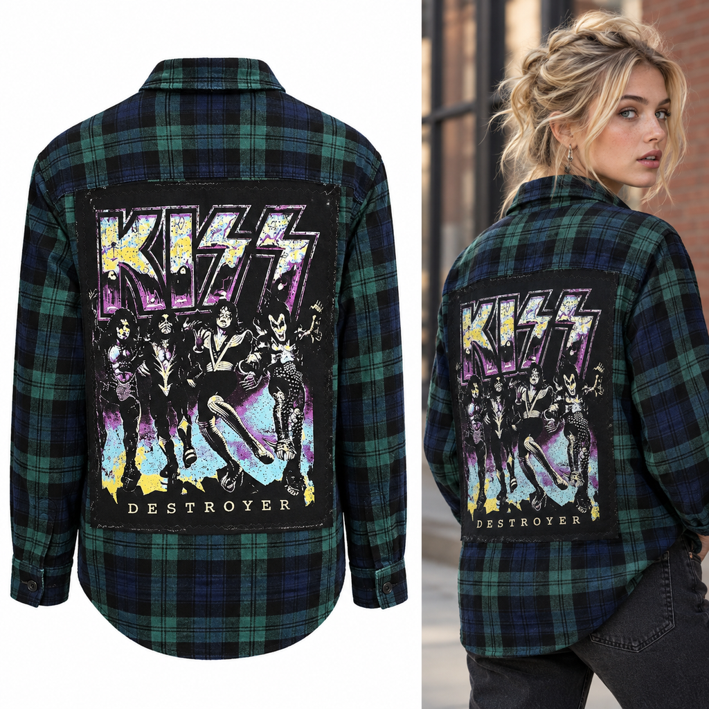 Kiss Band Upcycled Flannel shirt