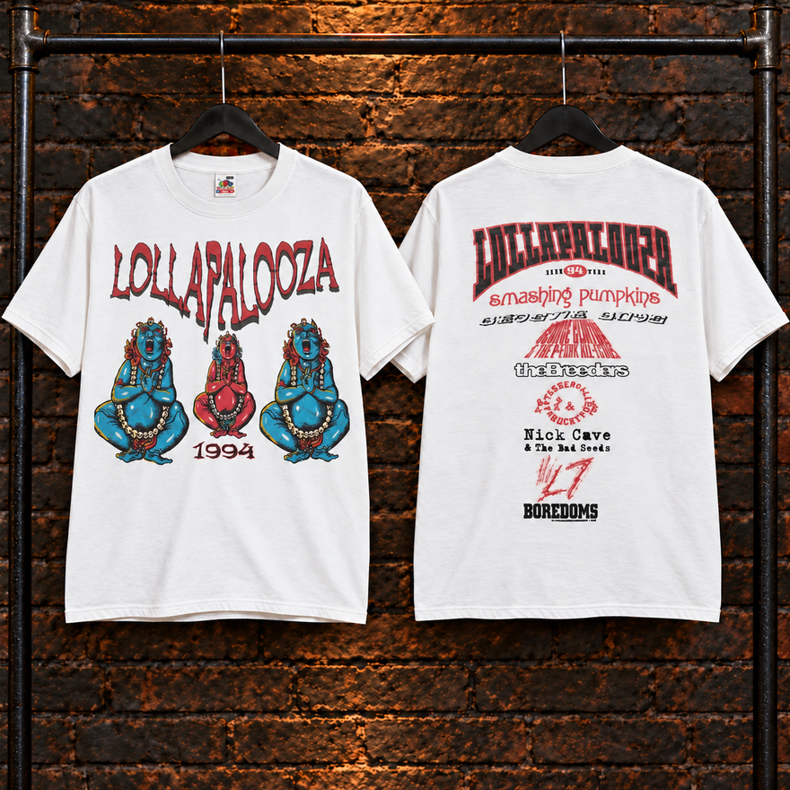 Style 02 vintage Lollapalooza-inspired T-shirt, front and back views