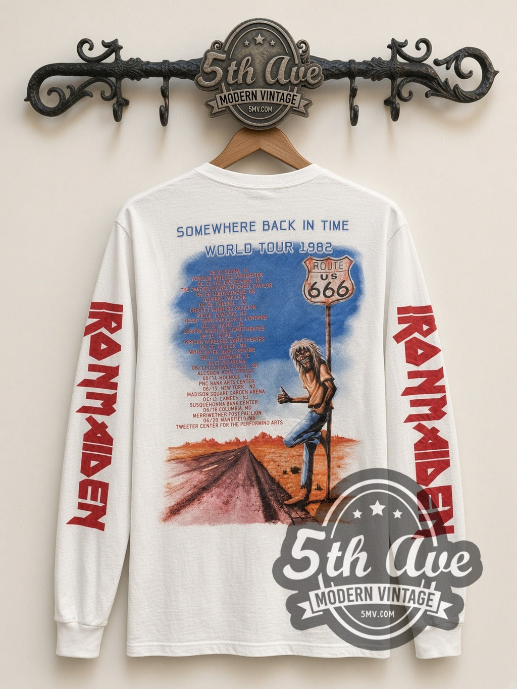 Iron Maiden – Eddie Motorcycle (White 2) – Vintage Band Long Sleeve T-Shirt
