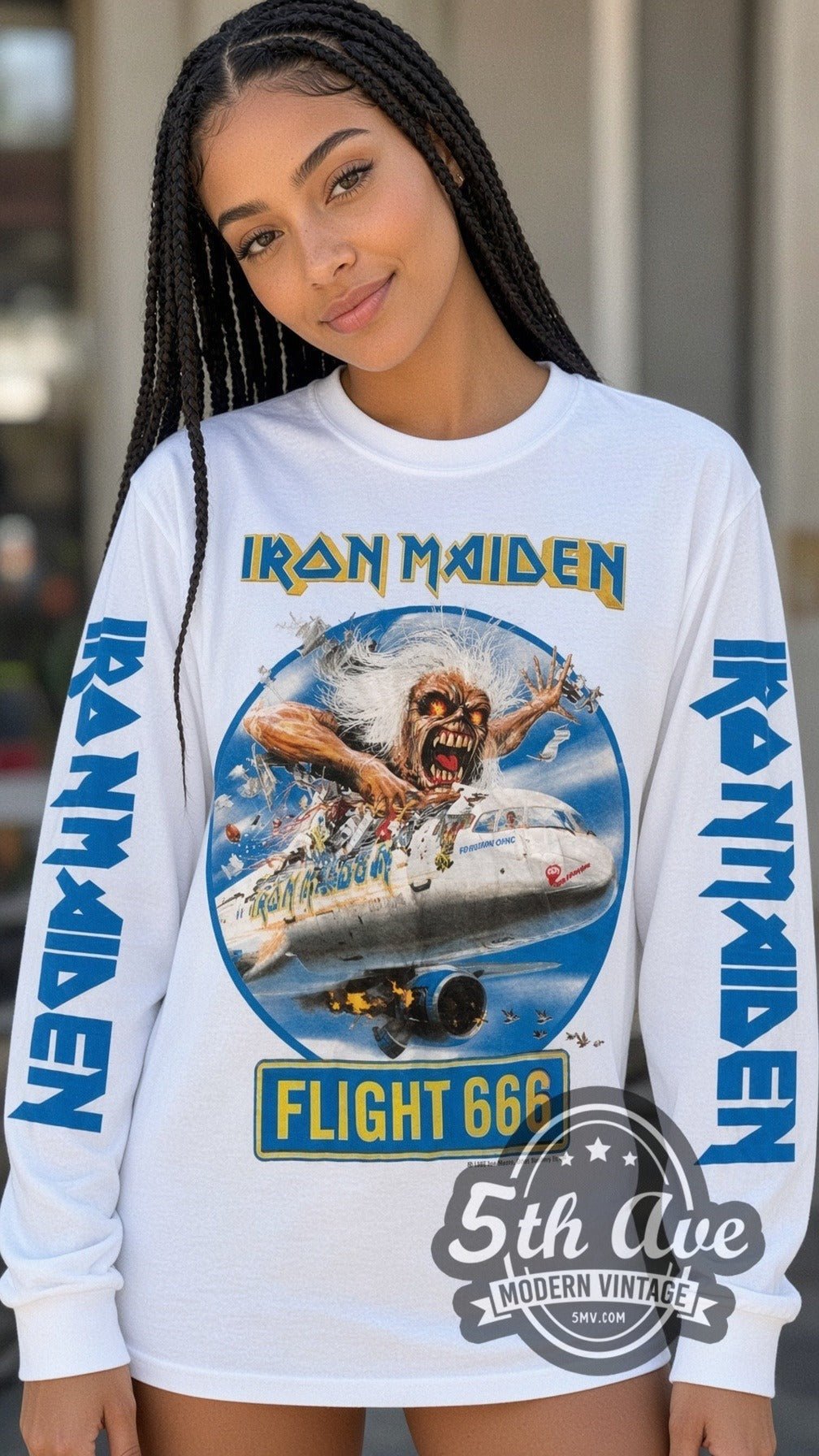 Iron Maiden – Flight 666 (White 2) – Vintage Band Long Sleeve T-Shirt
