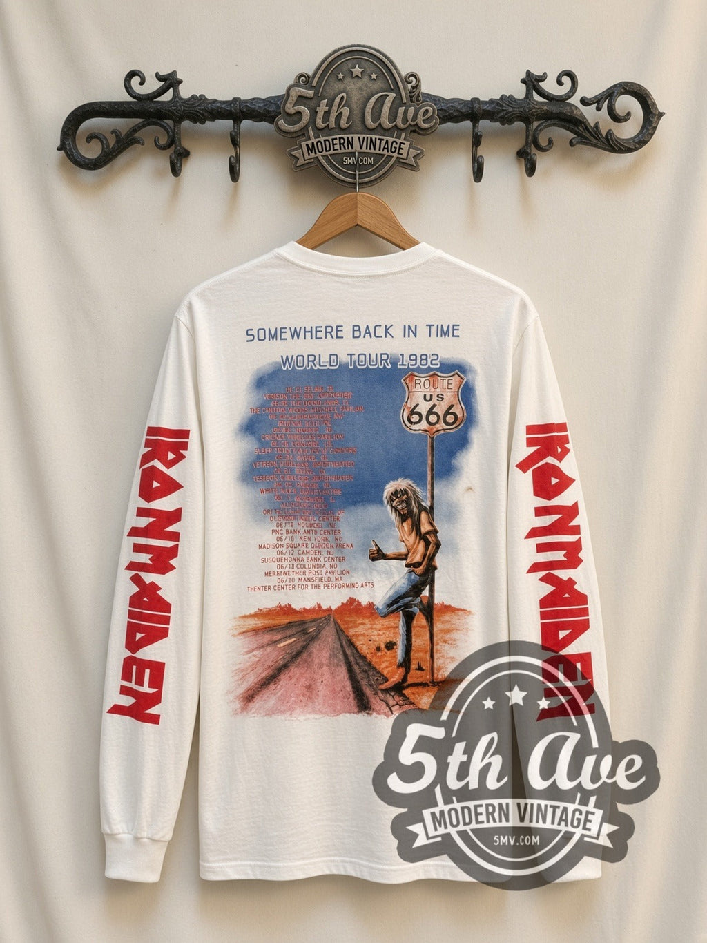 Iron Maiden – Eddie Motorcycle (White 3) – Vintage Band Long Sleeve T-Shirt