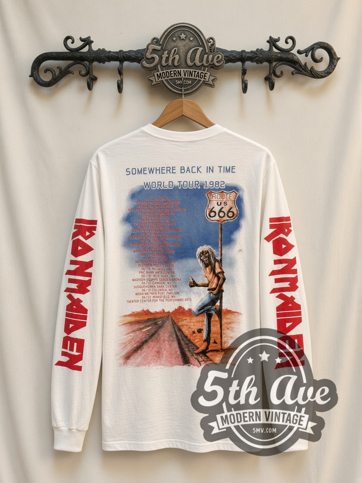 Iron Maiden – Eddie Motorcycle (White 3) – Vintage Band Long Sleeve T-Shirt
