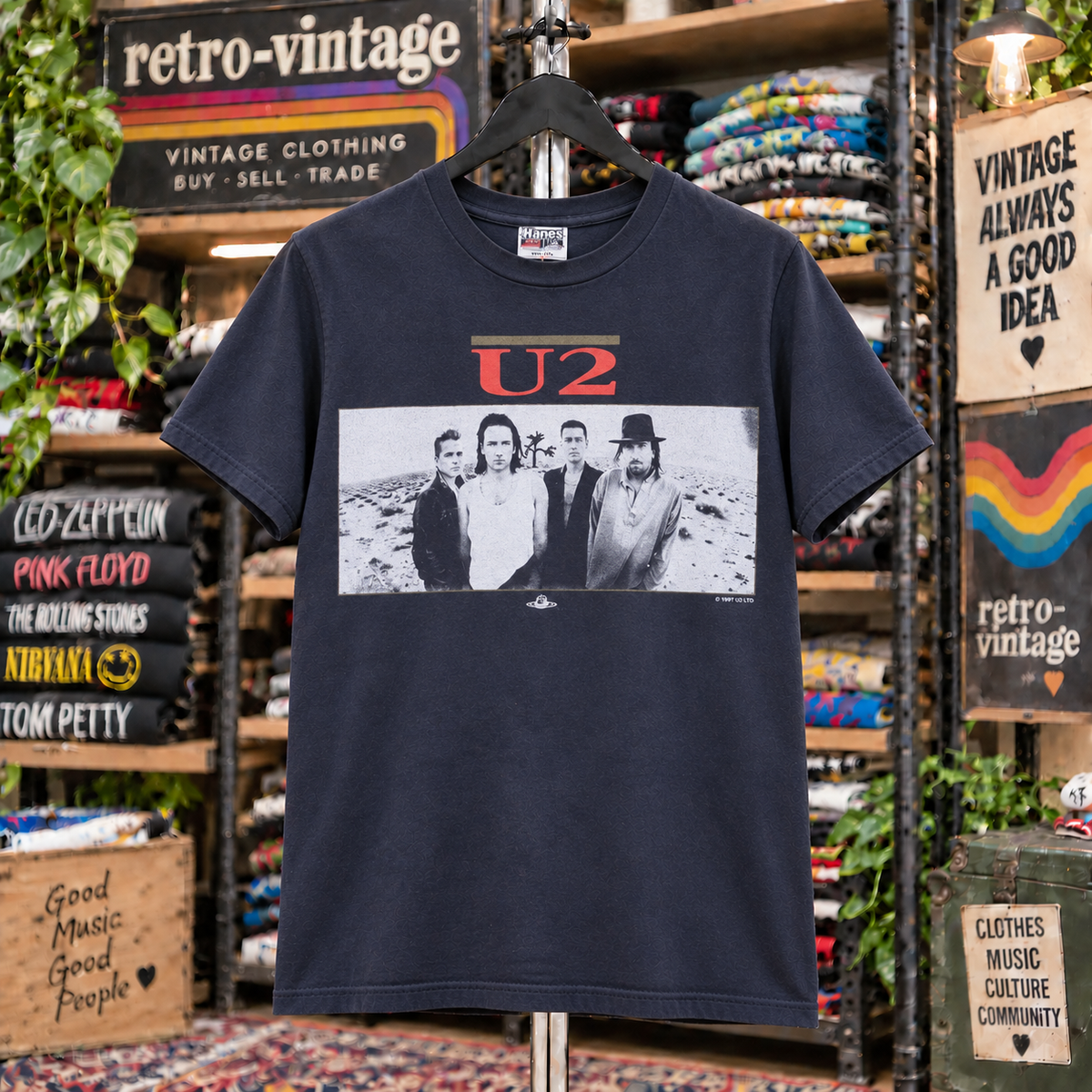 Dark vintage U2 inspired T-Shirt front