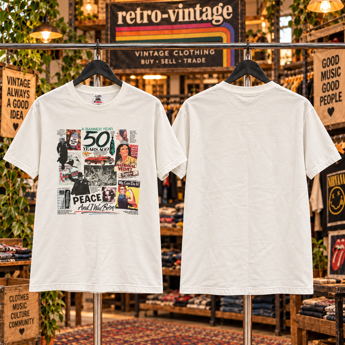 Vintage Peacock Papers A Banner Year Vintage Birthday Tees | 40–65 Years Ago