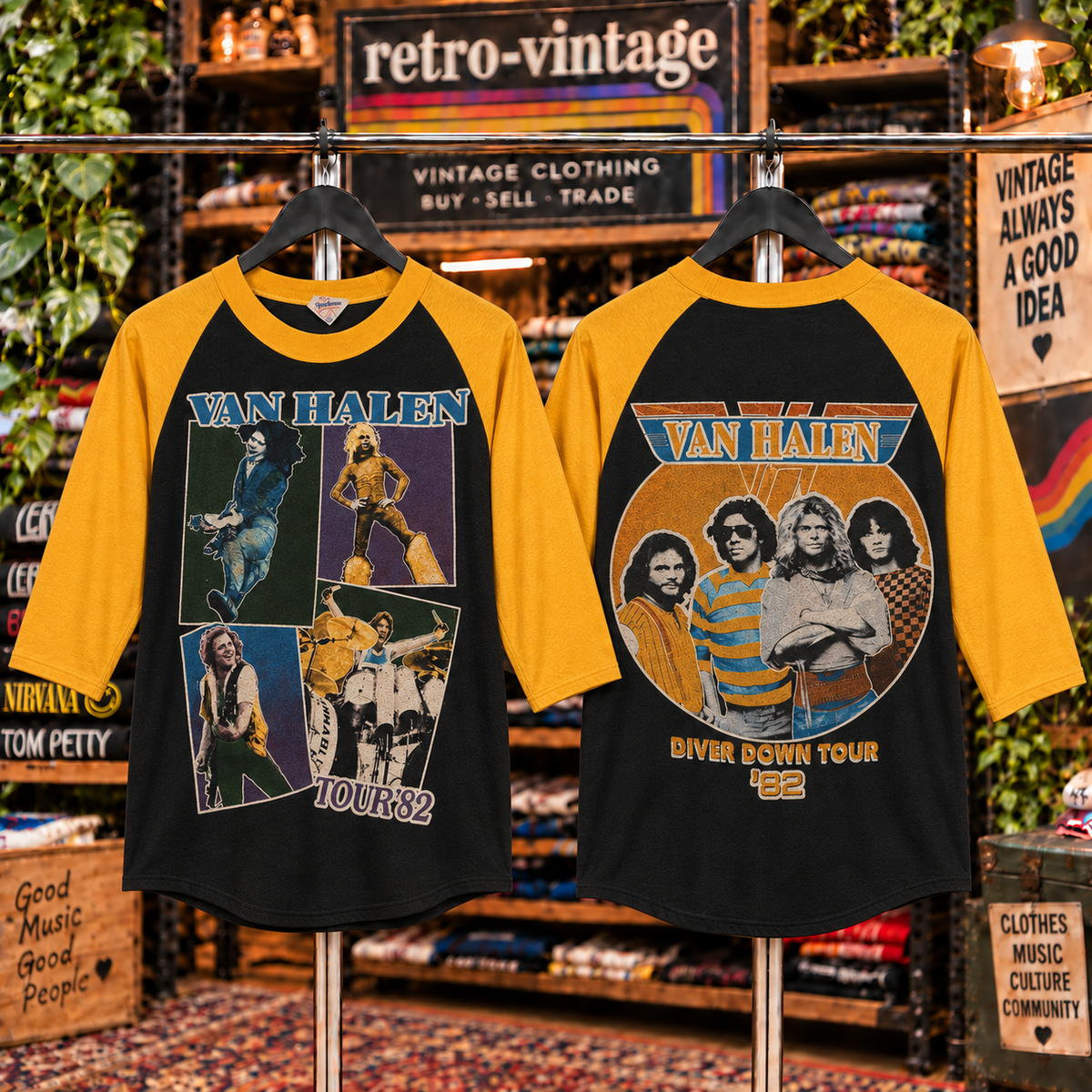 Vintage Van Halen Raglan T-Shirt front and back artwork