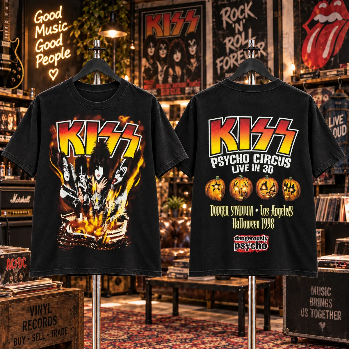 KISS Psycho Circus Halloween pumpkin design front and back