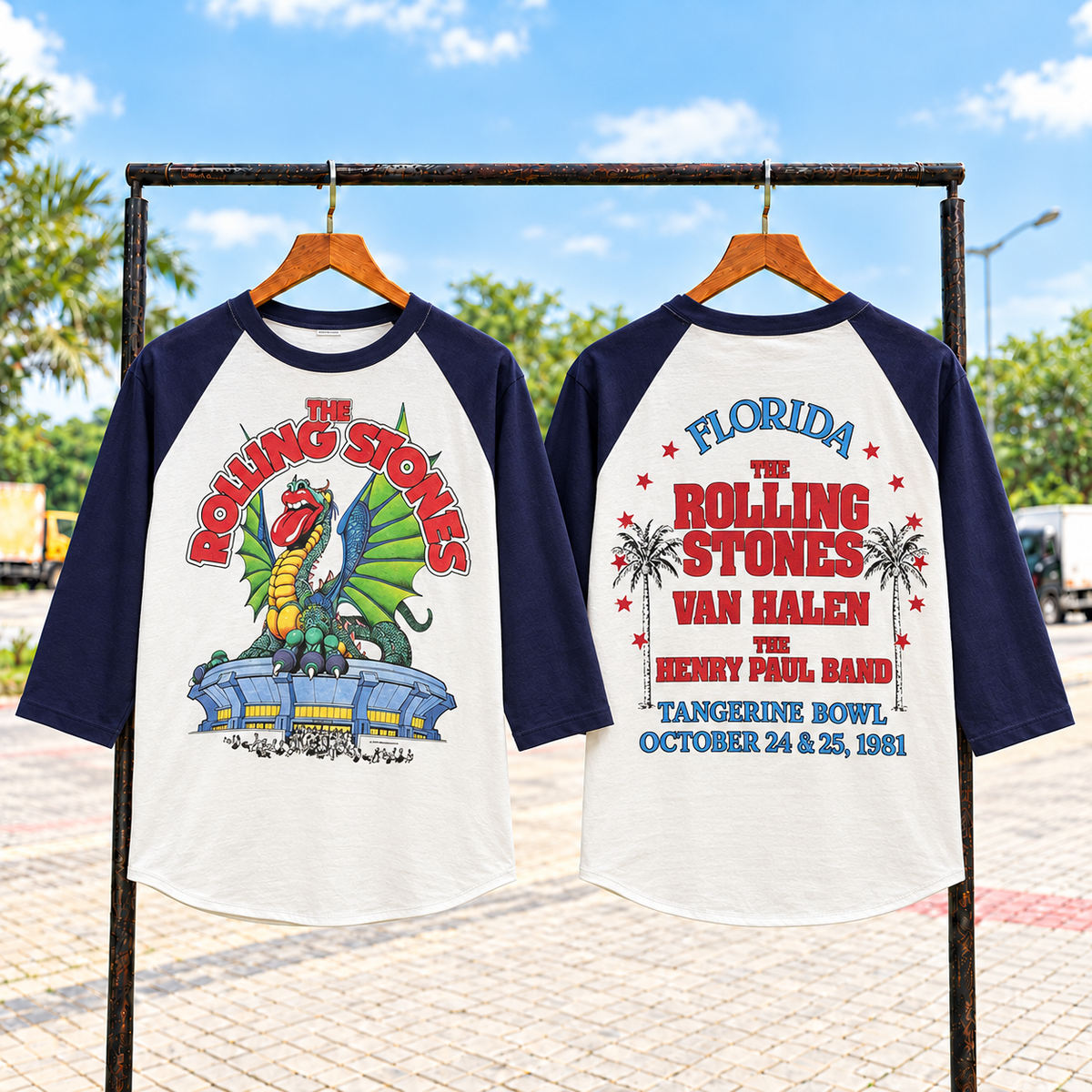 Style 02 Florida 1981 complete front and back graphic raglan shirt