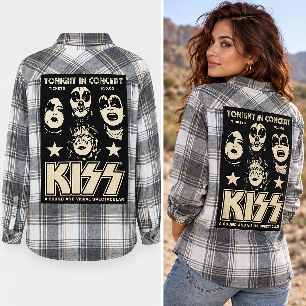 Kiss Band Upcycled Flannel shirt