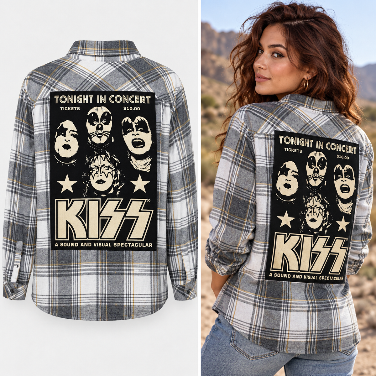 Kiss Band Upcycled Flannel shirt