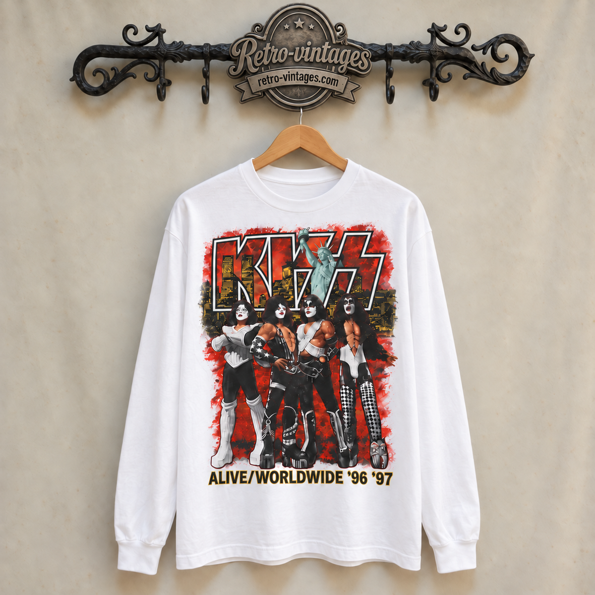 Black KISS concert sweatshirt, back design inspired by Madison Square Garden shows
