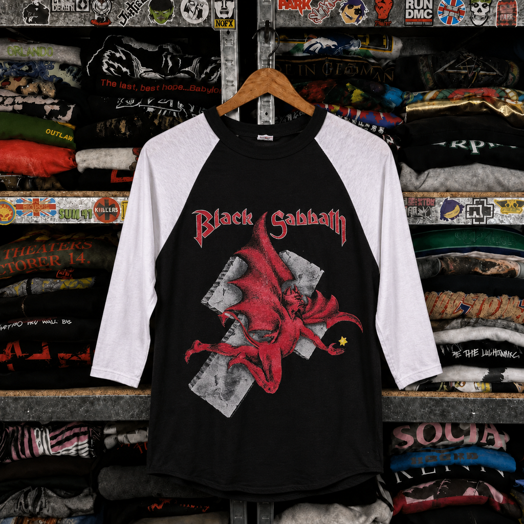Rare Hard To Find Vintage Black Sabbath Raglan Shirt, Nearly Sold Out Collectors Piece