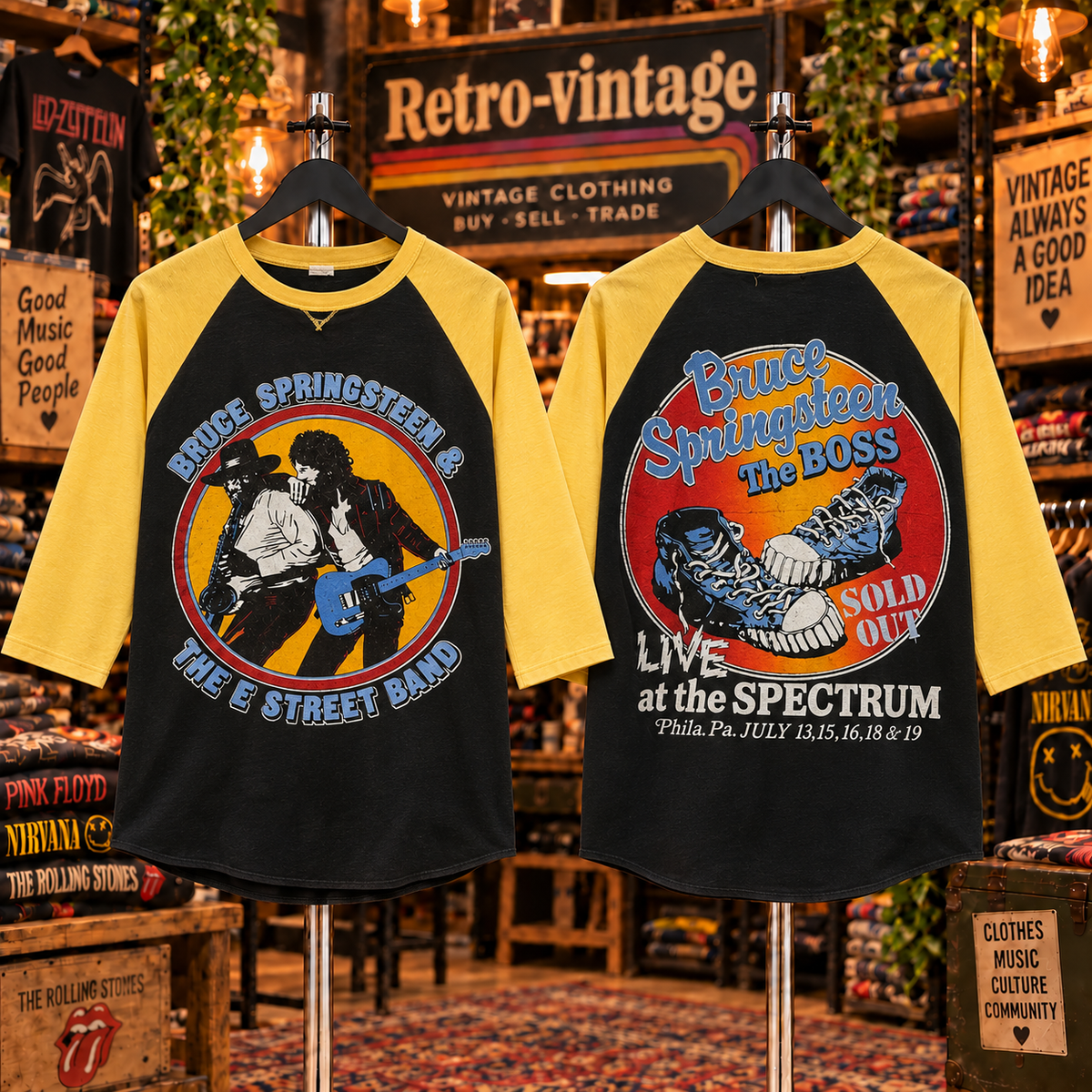 Bruce Springsteen & The E Street Band 1980–81 World Tour Vintage Raglan Tee