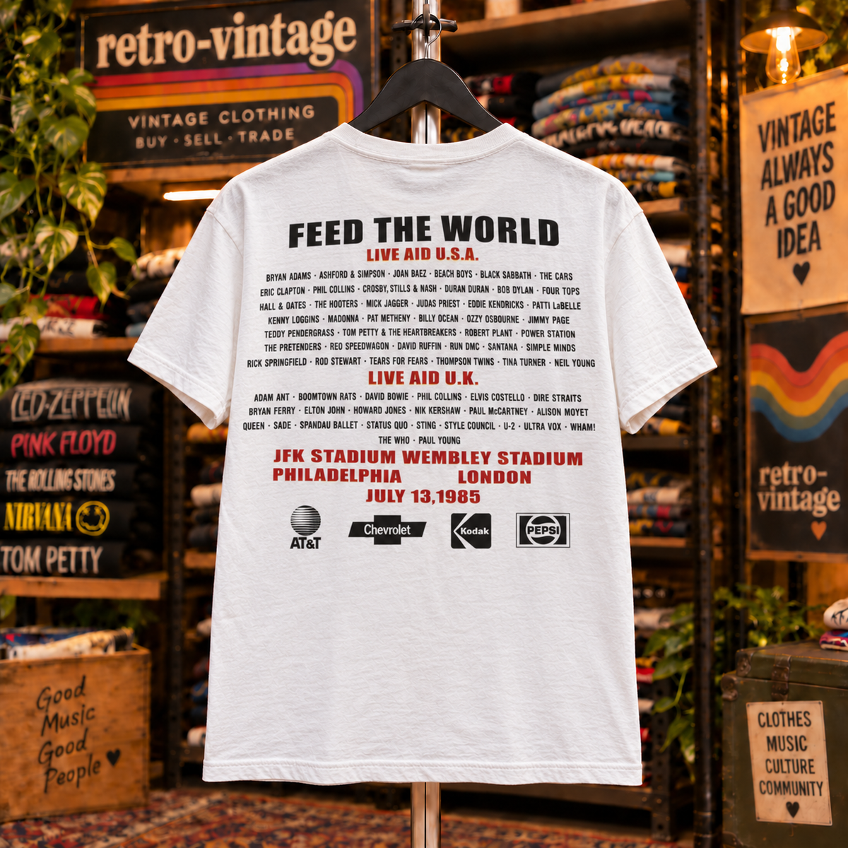 Live Aid 1985 Feed The World short sleeve T-shirt back