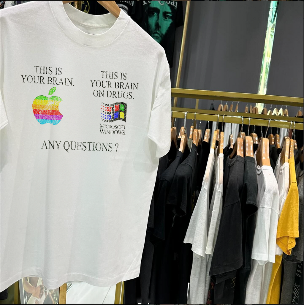 Brain On Drugs Computer Wars Vintage White T-Shirt