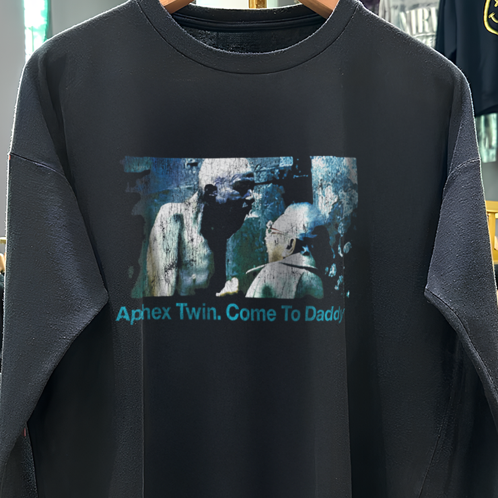 Aphex Twin. Come To Daddy Longsleeve Vintage Washed Black T-Shirt