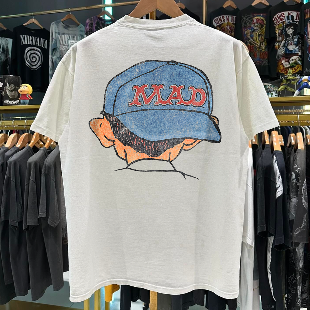90's Rare Alfred E. Neuman Vintage Washed White T-Shirt