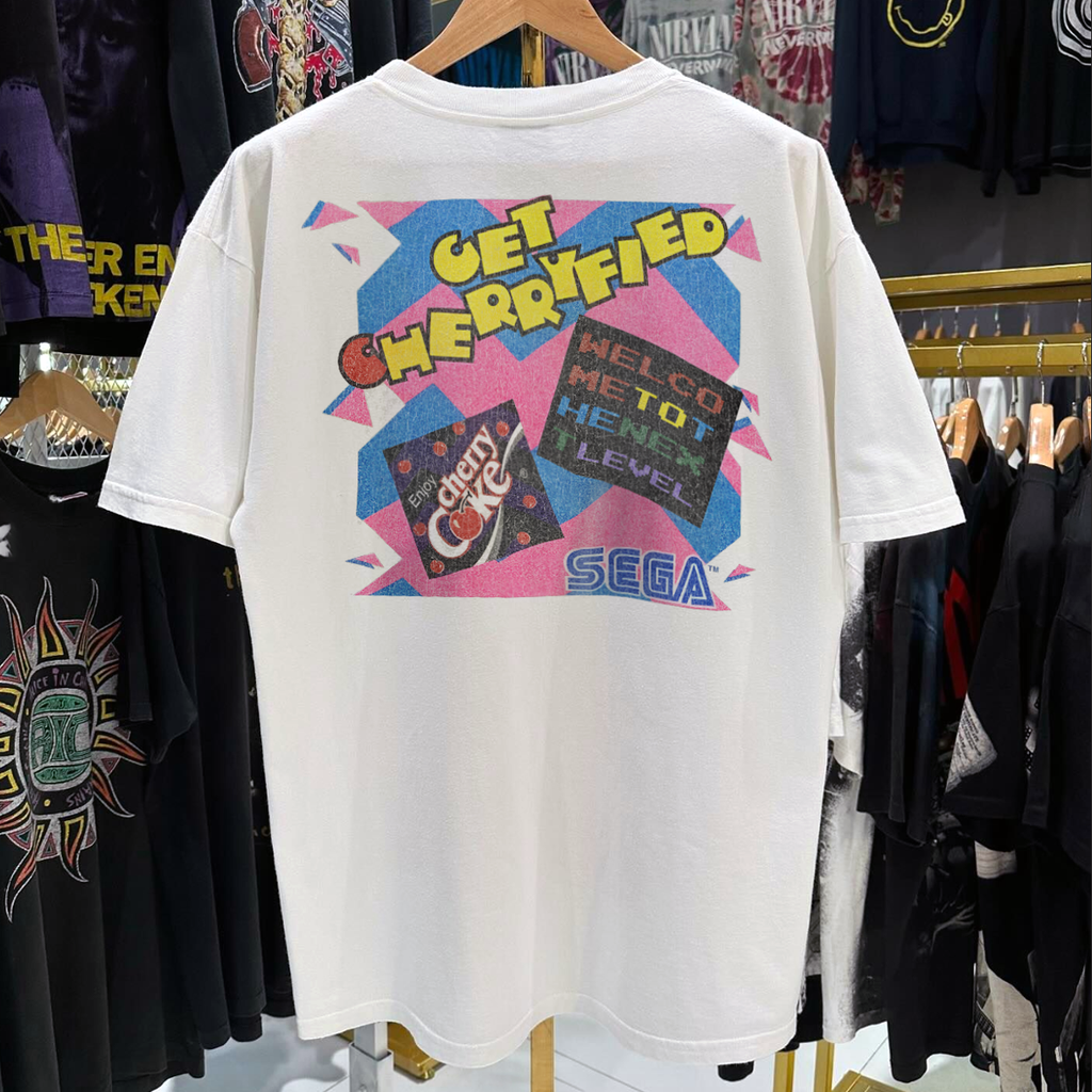 90's Get Cherryfied! Cherry Coke X Sega Vintage Washed White T-Shirt