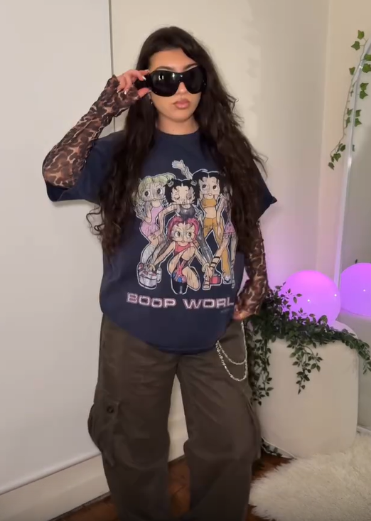 1998 Spice Girls X Boop World 'Girl Power' Rare Washed Navy T-Shirt