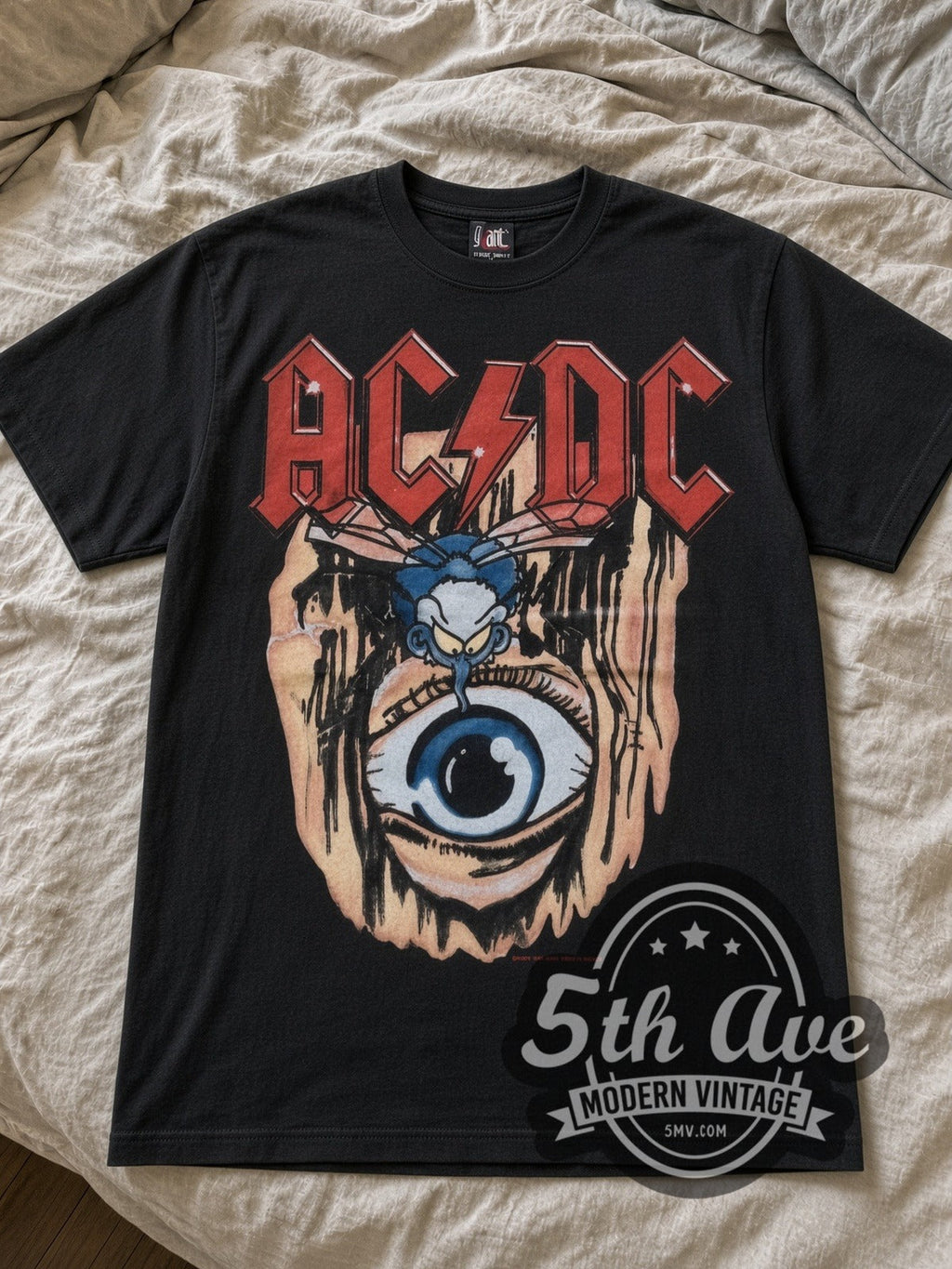 AC/DC – Fly on the Wall 1985 Tour Eye (Black) – Vintage Band T-Shirt