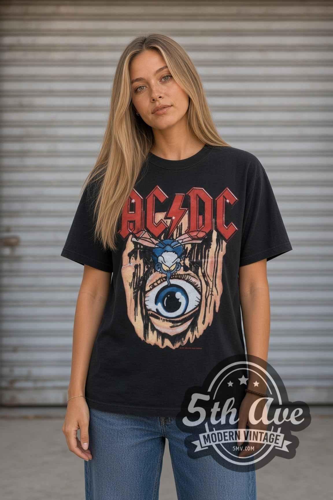 AC/DC – Fly on the Wall 1985 Tour Eye (Black) – Vintage Band T-Shirt