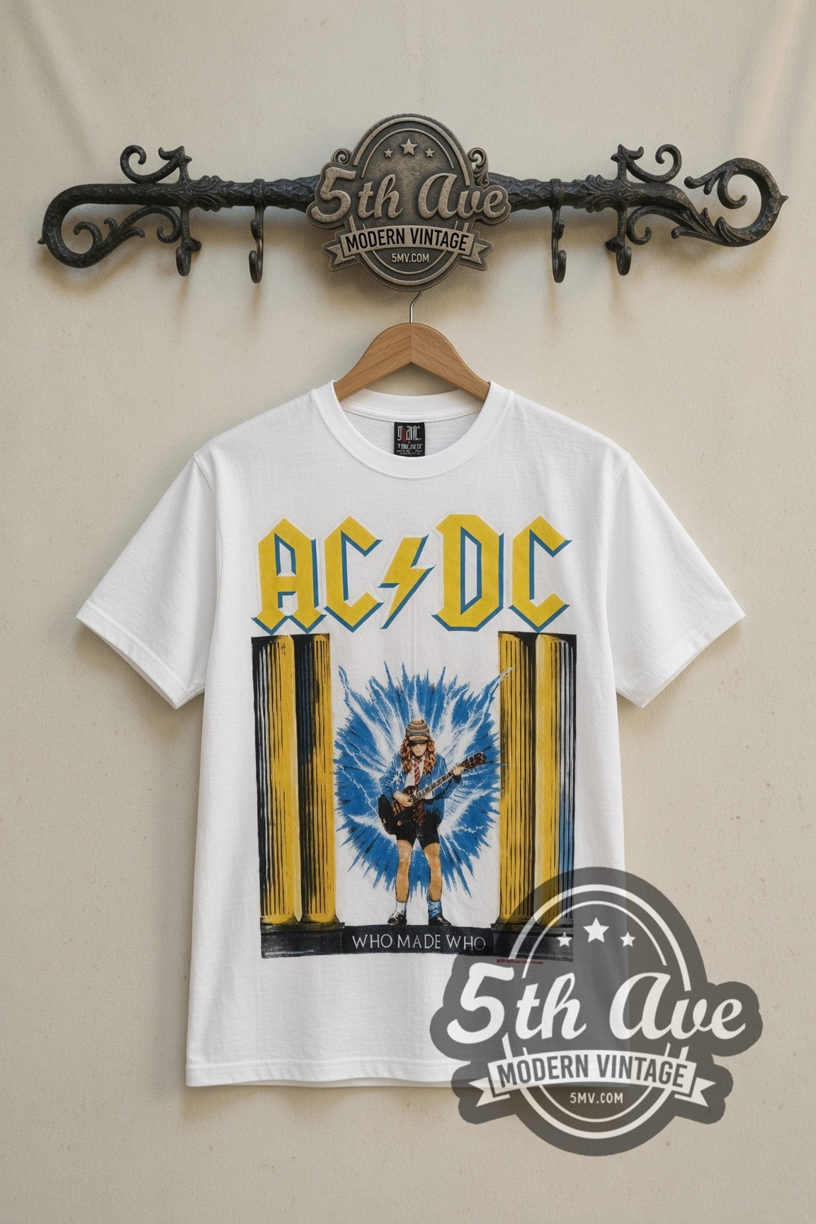 AC/DC – Who Made Who Lightning Angus (White) – Vintage Band T-Shirt