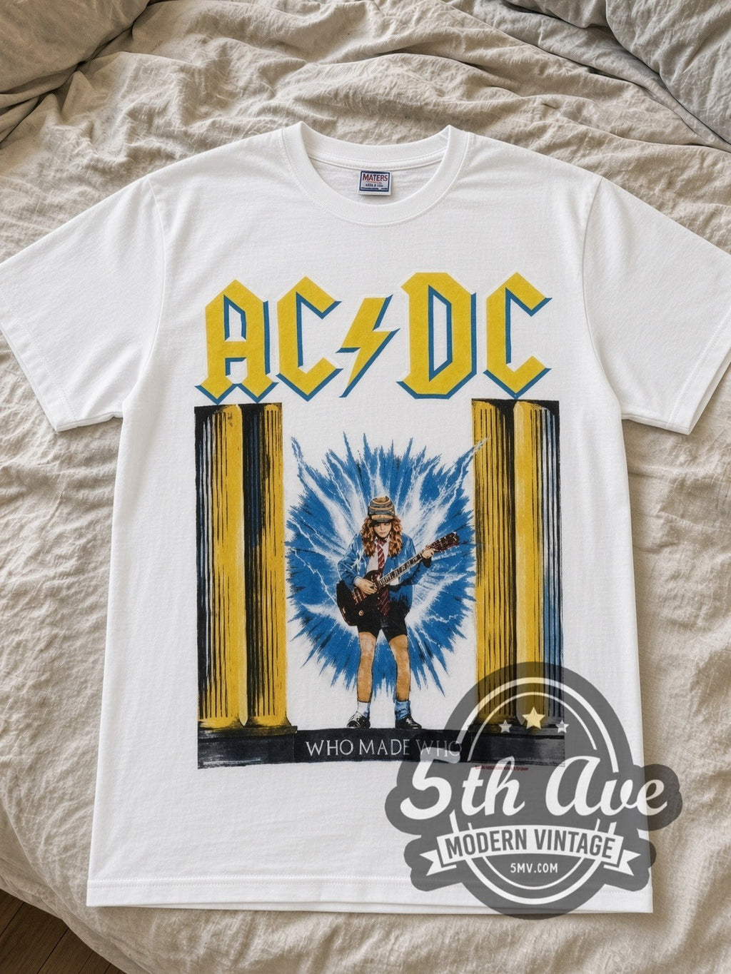 AC/DC – Who Made Who Lightning Angus (White) – Vintage Band T-Shirt