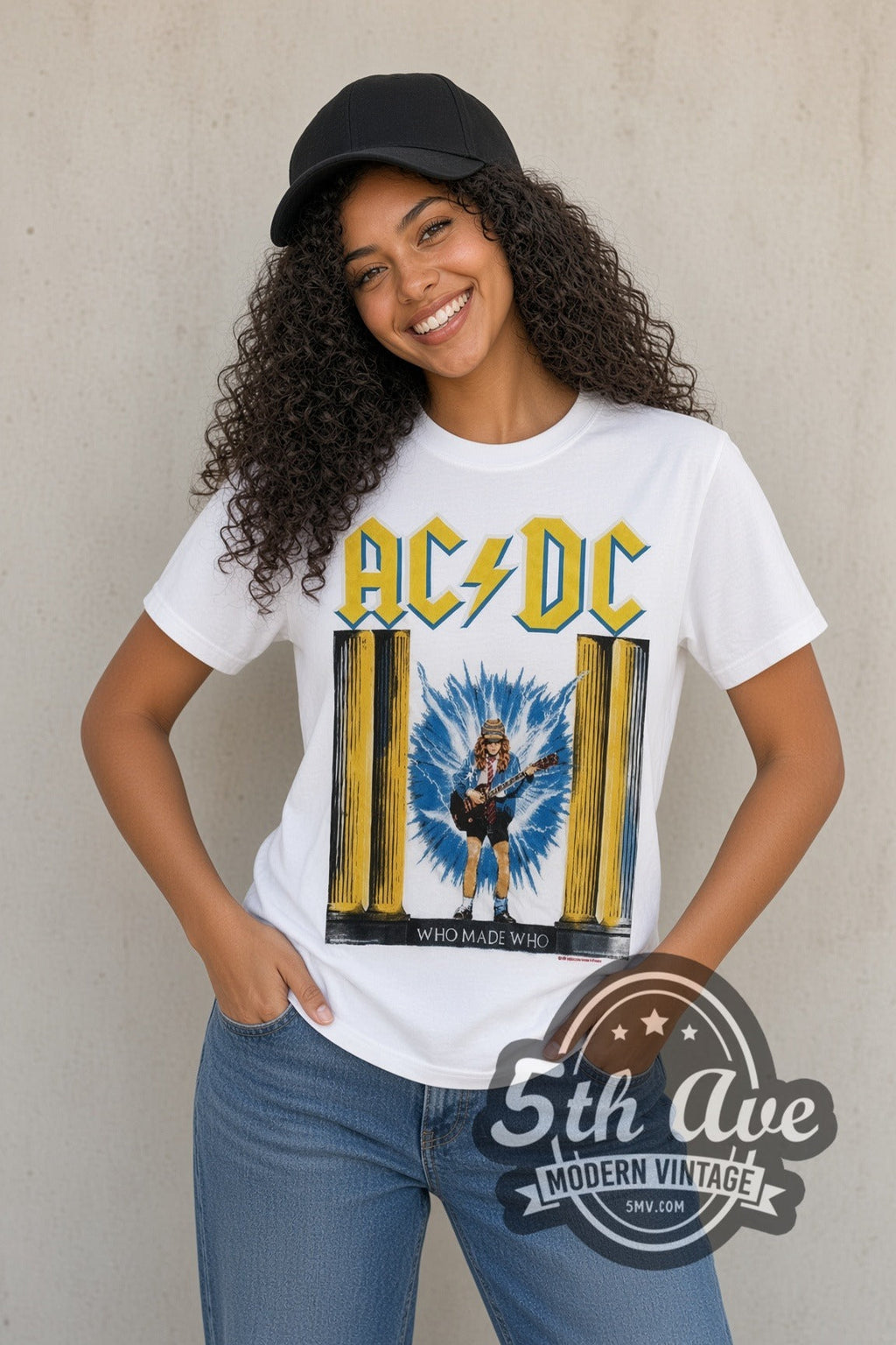 AC/DC – Who Made Who Lightning Angus (White) – Vintage Band T-Shirt