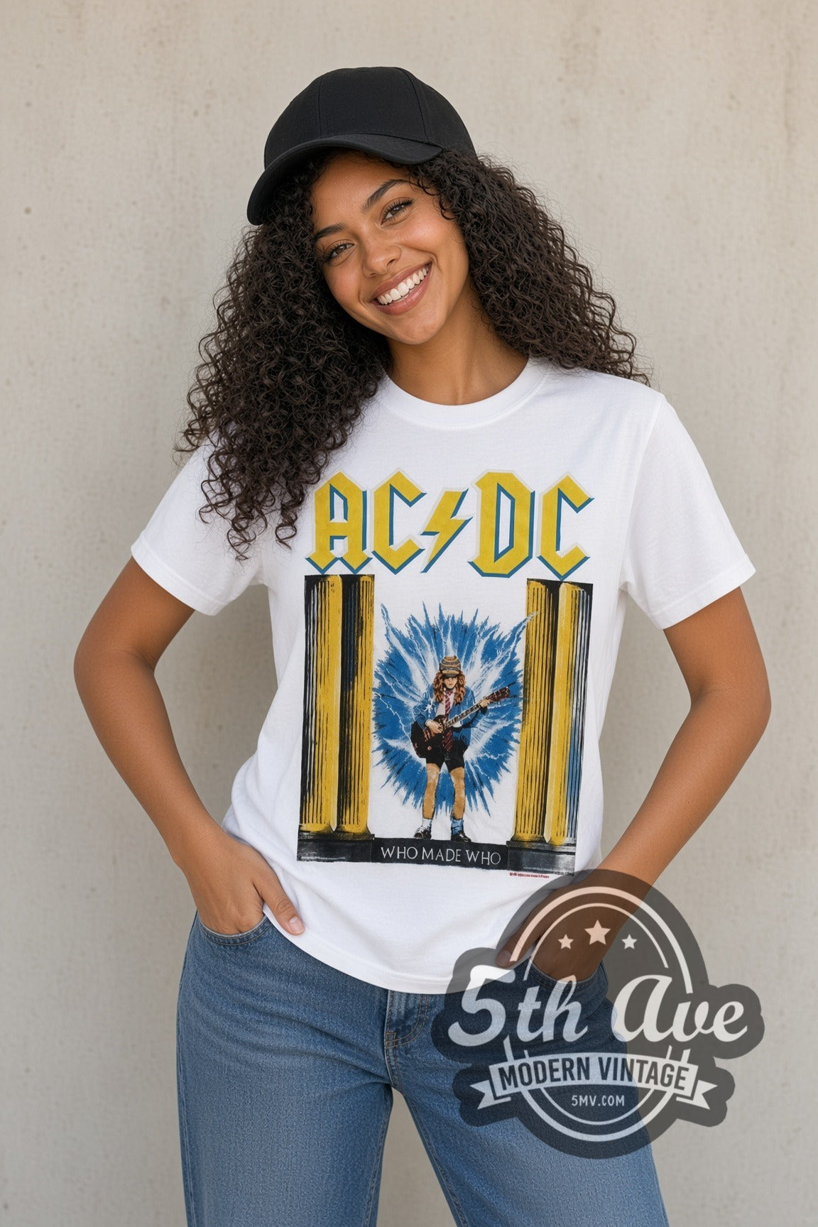 AC/DC – Who Made Who Lightning Angus (White) – Vintage Band T-Shirt