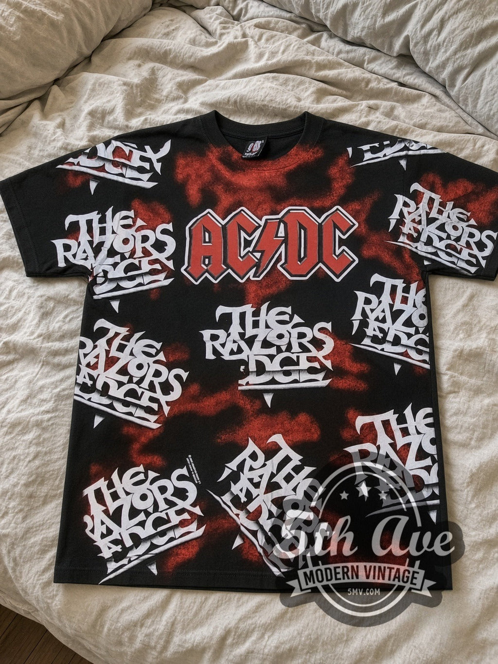 AC/DC – Razors Edge Logo Collage All Over Print – Vintage Band T-Shirt