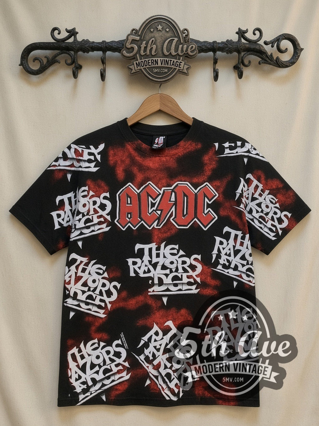AC/DC – Razors Edge Logo Collage All Over Print – Vintage Band T-Shirt
