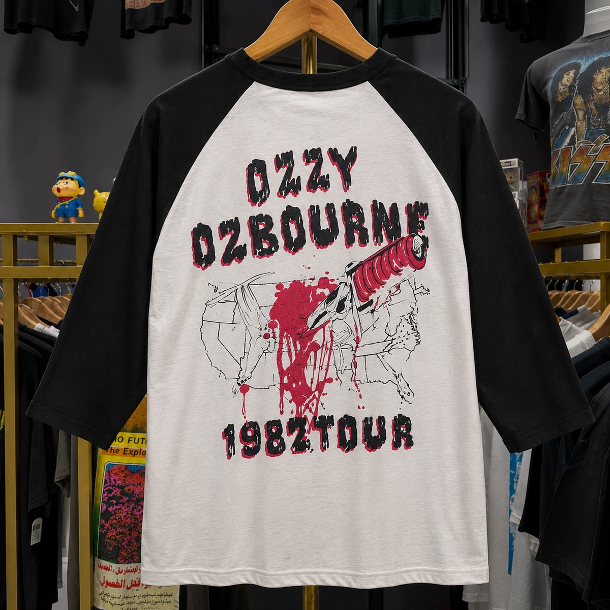Rare Hard To Find Vintage Ozzy Osbourne Raglan Shirt, Nearly Sold Out Collectors Piece