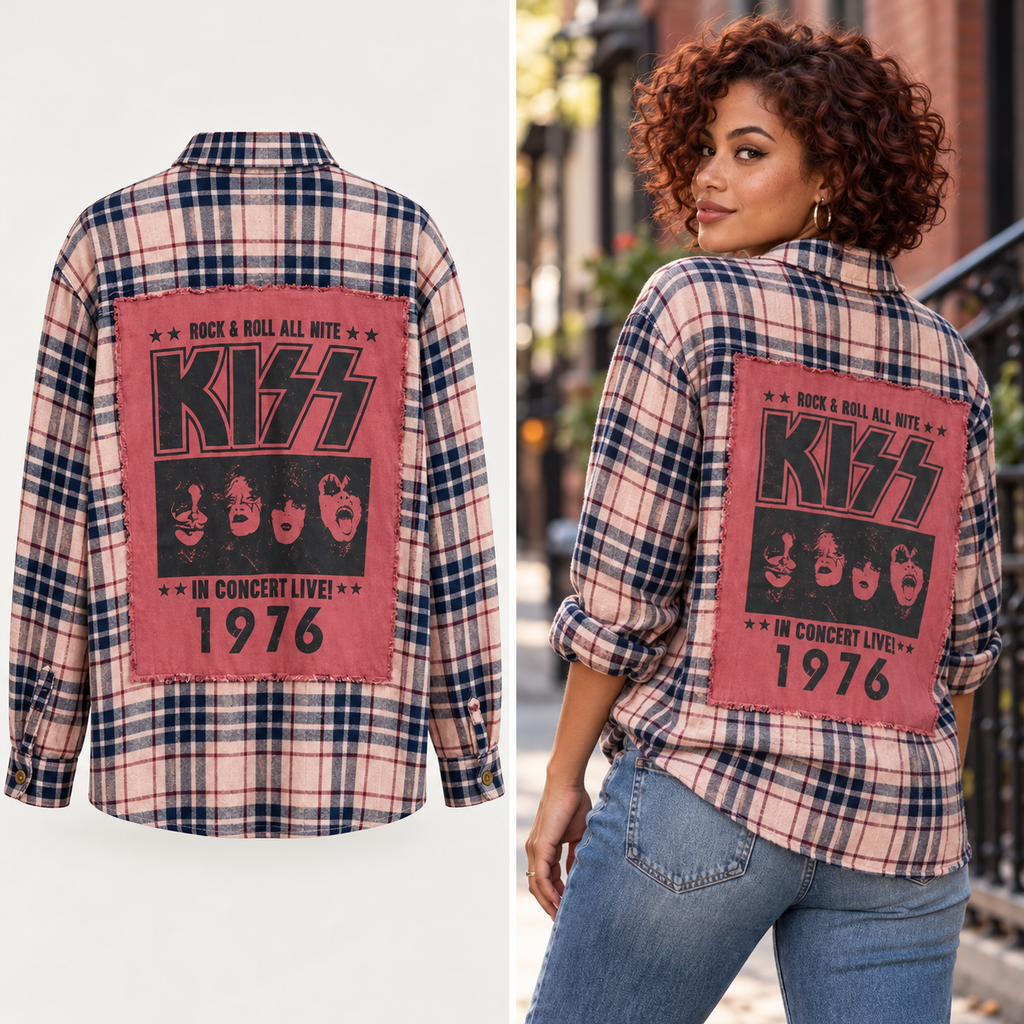 Kiss Band Upcycled Flannel shirt