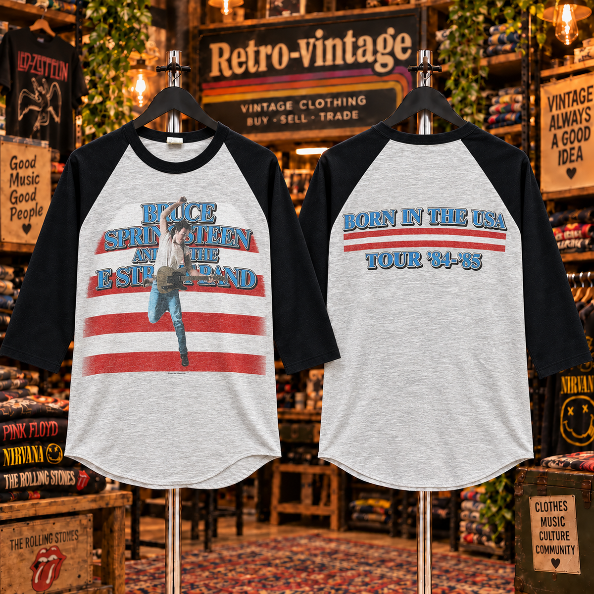 Bruce Springsteen vintage tour raglan tee alternate design