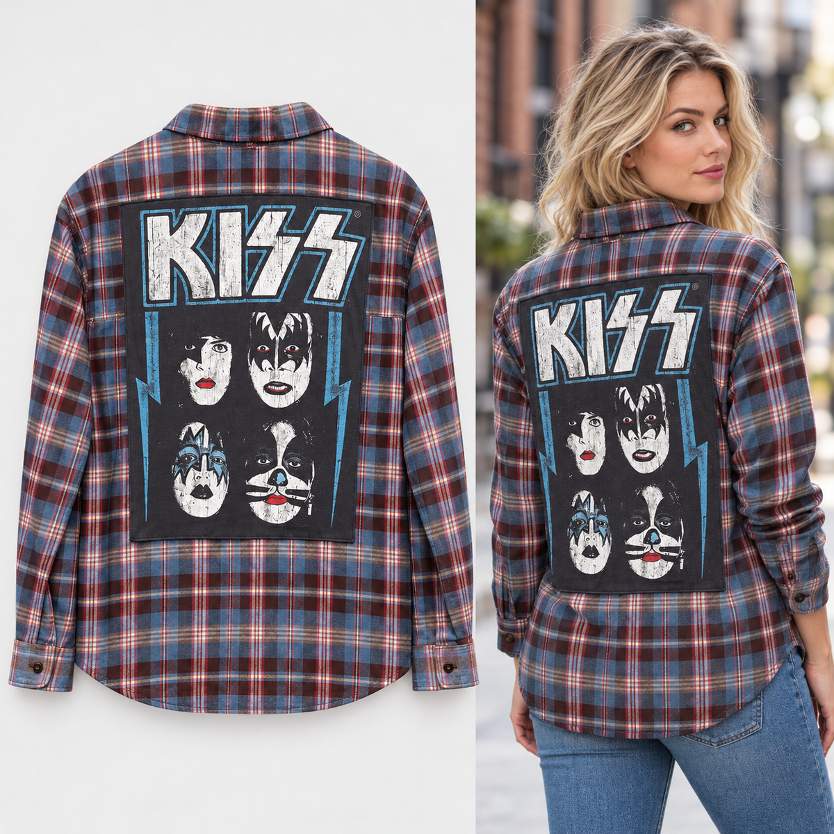 Kiss Band Upcycled Flannel shirt