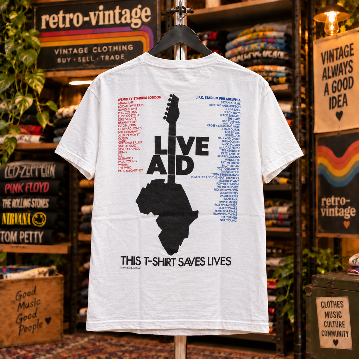 Live Aid 1985 This T-Shirt Saves Lives short sleeve T-shirt back