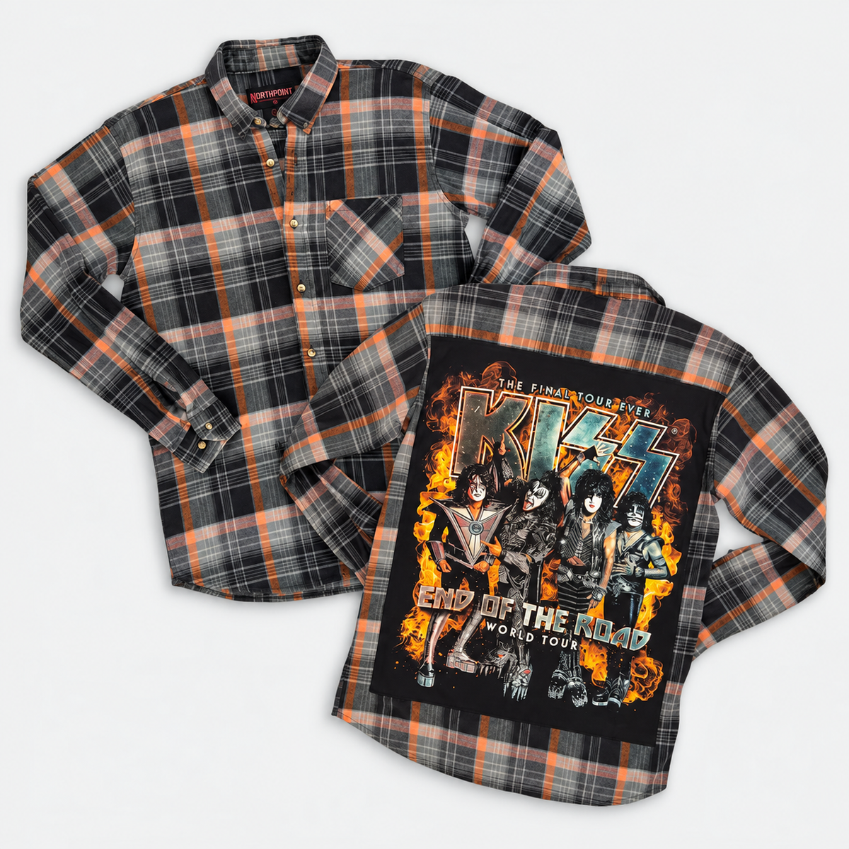 Vintage Kiss Band Upcycled Flannel shirt