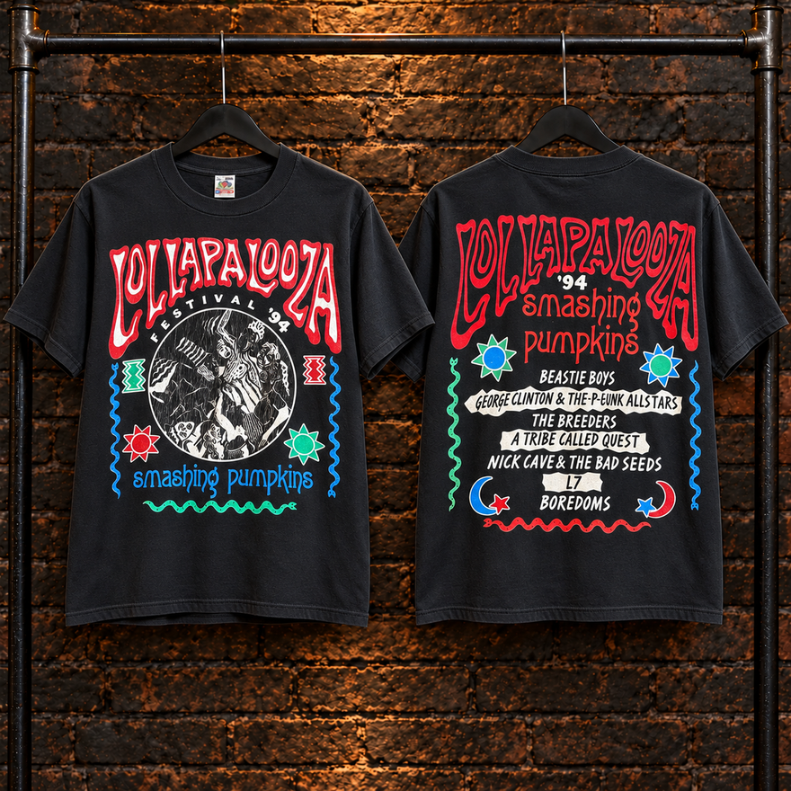 Style 12 vintage Lollapalooza-inspired T-shirt, front and back views