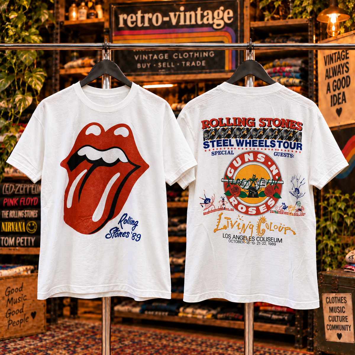 Rolling Stones Steel Wheels concert poster inspired T-shirt