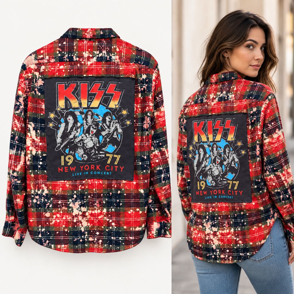 Kiss Band Upcycled Flannel shirt